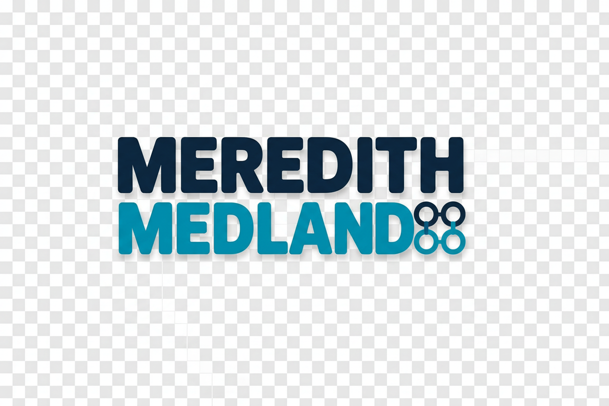 Meredith Medland wordmark logo on a light background